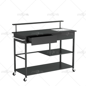 Di chuyển nhà bếp đảo với lưu trữ tủ thép không gỉ ăn giỏ hàng thực phẩm chuẩn bị bảng ngoài trời BBQ nướng giỏ hàng với bánh xe - Product Image 3