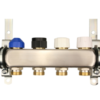 Collecteur de débit moderne en acier inoxydable de haute précision avec vanne de purge d'air pour chauffage radiant au sol hydronique 16 bars, pour cuisine et salon