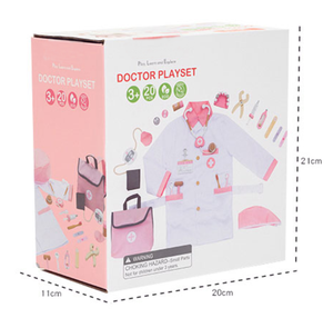 लकड़ी के गुलाबी डॉक्टर खिलौना नाटक सेट और 20-पीस रोल प्ले सेट और लड़कों और लड़कियों के उपहार के लिए 20-पीस रोल प्ले - Product Image 4