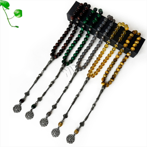 Ágata verde Natural Aqeeq 10mm Tasbih 33 cuentas de oración islámica <span class=keywords><strong>Tasbeeh</strong></span> Rosario musulmán <span class=keywords><strong>Dhikr</strong></span> cuentas Zikr cuentas musulmán Baclite Rosario - Product Image 6