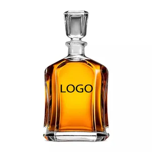 Custom logo Square 26oz Capitol Liquor Decanter Whiskey Decanter for Wine bottle Stopper for Rum Scotch Bourbon Liquor