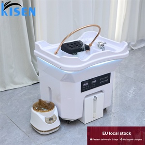 Kisen Hot Système à deux cuves sans canalisation pour lavage de cheveux, spa capillaire, cuve de circulation d'eau, machine de fumigation et de vapeur, livraison rapide - Product Image 4