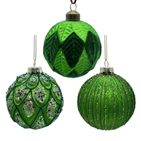Pendentif boule en verre vert personnalisable, fabriqué à la machine, pour décoration de Noël/de fête, idéal pour la maison et les événements, respectueux de l'environnement