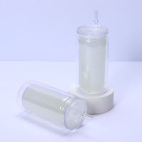 Gobelet en plastique à double paroi de 16 oz qui brille dans le noir, avec trou pré-percé au fond et bouchon en silicone, pour personnalisation DIY avec paillettes