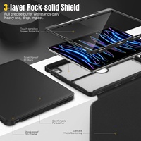 MoKo Dropproof Clear Back Cover Nouveau matériau essuyable All Surround Protection Tablet Folio Cover pour iPad 12.9