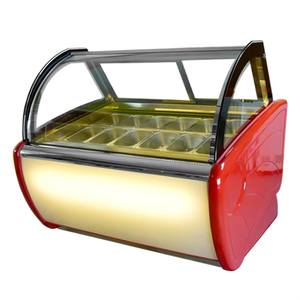 Congelador pequeño de 12 bandejas con enfriamiento por aire para helados y pasteles, uso en restaurantes, acero inoxidable, 12 bandejas para exhibición de helados, leche y frutas - Product Image 1