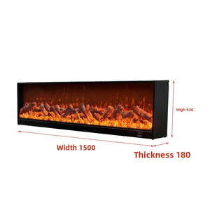 Cheminée murale LED en acier inoxydable sur mesure de 1500 mm avec télécommande, design mural pour maison et hôtel - Product Image 2
