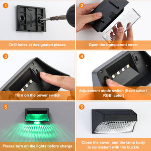 Laser coloré moderne noir solaire clôture lumière extérieure murale Led étanche décoration de la maison jardin lumière - Product Image 6