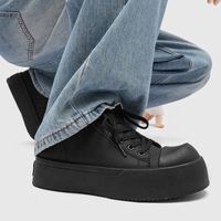 Baskets plateforme en toile noire vieillie pour hommes, à lacets, semelle épaisse, chaussures décontractées confortables et antidérapantes pour le quotidien