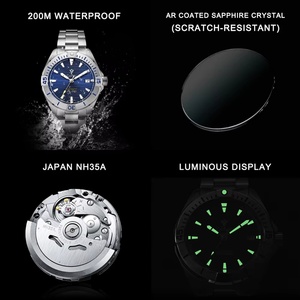 Reloj Mecánico de Lujo para Hombre CADISEN, Esfera de Cristal de Zafiro, Resistente al Agua hasta 10 Bares, Correa de Acero Inoxidable, Movimiento Automático - Product Image 6