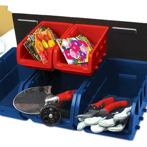 JH-Mech-estante de almacenamiento de medio contenedor a granel, con 32 contenedores grandes y pequeños para una organización fácil del garaje, organizador de herramientas, contenedores, piezas - Product Image 4