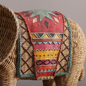 Woven <b>Elephant</b> Figurine Set 2Pcs Resin Craft Bohemian Style Living Room <b>Decor</b> - Product Image 4