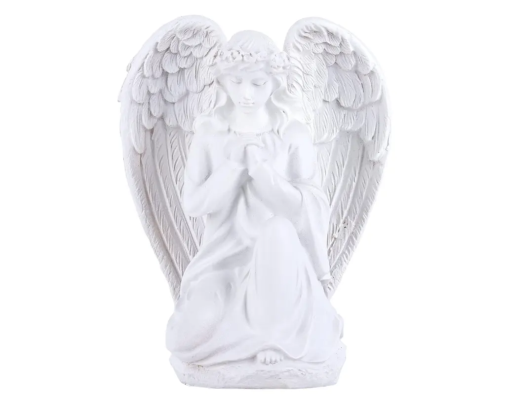 Ajoelhado Estátua do anjo Rezando Estátua do anjo Guardião Resina Asas Brancas