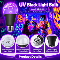 Ampoule LED SMD E26 E27 B22 9W 395nm UV Lumière Noire A19 pour Fêtes Fluorescentes dans l'Obscurité Usage Résidentiel Affiches Fluorescentes