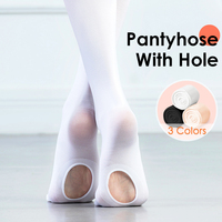 Pantimedias de Ballet Elásticas Color Rosa Sólido F5031, Pantimedias para Mujer con Orificio, Pantimedias de Danza para Mujer