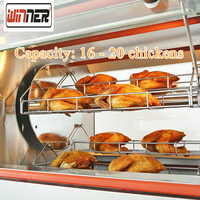 Machine à rôtir le poulet au gaz et à l'électricité, rôtissoire automatique pour poulet, four à poulet pour restaurant, capacité de 16 à 20 poulets