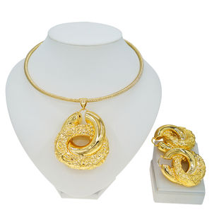 ज़ुररुई निगेरियन 18k सोने की प्लेटेड गहने सेट ब्रज़ेल गोल्ड डिजाइनर शादी के आभूषण सेट फैशन हार - Product Image 4