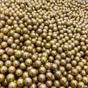 Perlas Naturales de Agua Dulce sin Núcleo, Teñidas en Oro, Grado AAAA, 8-9mm, Redondas, de Alta Calidad, para Decoración de Uñas - Product Image 4