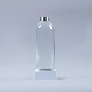 1000ml botol minuman kaca kustom bening penggunaan hotel isi ulang dengan tutup Putar