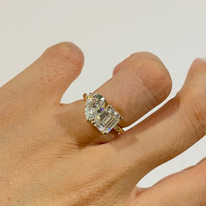 MaiYi Toi Et Moi Birnen- und Smaragdschliff Moissanit-Ring 14K Gelbgold Rosé<span class=keywords><strong>gold</strong></span> Diamantring für Damen - Product Image 4