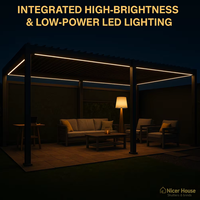 Pergola en aluminium à lames orientables sur mesure avec manivelle manuelle, pergola de jardin, option de mise à niveau motorisée pour grand jardin