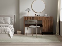 Bureau d'ordinateur contemporain en bois pour le bureau à domicile, bureau de direction cannelé avec station de charge pour le travail et les études