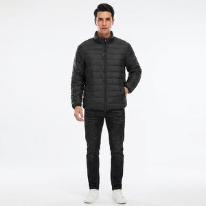 Blouson matelassé noir uni de haute qualité avec fermeture éclair, logo personnalisé, respirant, rembourrage en coton, grandes tailles, pour homme FINER THREADS Hiver - Product Image 1
