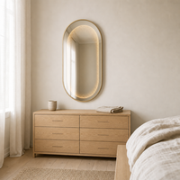 Miroir de salle de bain LED mural avec éclairage tactile, anti-buée, intelligent, HD, design rectangulaire arrondi, cadre en acier inoxydable