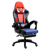 Chaise de Gaming Exécutive Premium Moderne Spider-Man en Cuir PU Style Racing avec Appuie-tête, Coussin Lombaire, Réglage de Hauteur à 3 Niveaux et Piétement en Acier Inoxydable