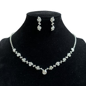 Conjunto de Collar y Pendientes de Moissanita para Mujer, <span class=keywords><strong>Accesorios</strong></span> para Vestido de Novia, Pendientes de Cadena para Clavícula Modernos y Sencillos - Product Image 2