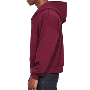 เสื้อฮู้ดมีซิปของผู้ชายผ้าฝ้าย100% 2ชิ้นลายโลโก้ตามสั่งย้อมสีธรรมดา - Product Image 4