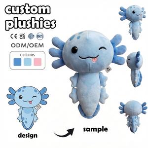 Fabricant de jouets en peluche personnalisés à faible MOQ, jouets en peluche animaux en peluche, peluche Axolotl bleu clair personnalisée, corps tacheté, poupée en peluche douce personnalisée - Product Image 1
