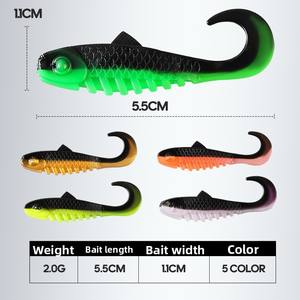 <span class=keywords><strong>Tayu</strong></span> 5,5 cm 2G cola rizada suave gusano cebo negro Pit señuelo pesca para carpa Crappie Bass Snakehead fabricante al por mayor - Product Image 3