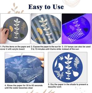 กระดาษซีอะโนไทป์ ชุดกระดาษพิมพ์ภาพด้วยแสงแดด ความไวสูง สำหรับวาดภาพธรรมชาติ พิมพ์ภาพด้วยแสงแดด/แสงอาทิตย์ กระดาษขนาด A5 สำหรับดอกไม้ - Product Image 4