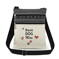 Tas Selempang Kanvas Premium Custom dengan Cetakan Cakar Kucing, Kantong Messenger Resleting Ganda untuk Wanita Grosir