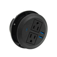 Multiprise de bureau encastrable US avec design à trou rond, charge rapide PD 20W et verrouillage par torsion