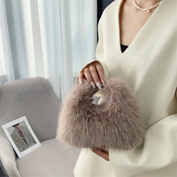 Nouveau sac fourre-tout en fausse fourrure de renard pour l'automne-hiver, avec doublure en coton, à porter à la main ou sous le bras