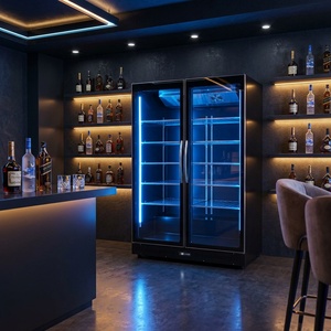 Refrigerador Vertical de Gran Capacidad con 2 Puertas y Vidrio Antivaho para Exhibición de Vino y Cerveza, con Luz LED de 3 Colores, para Bares y Clubs Comerciales - Product Image 1