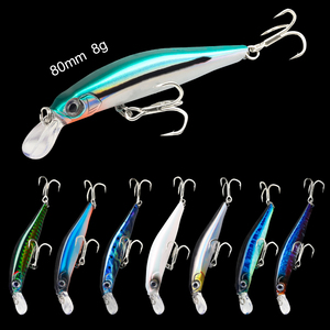 Honoreal Esca Artificiale Minnow in ABS 80mm 8g Affondante con Ancorette Triple 4X Rinforzate per <span class=keywords><strong>Pesca</strong></span> in Acqua Salata Profonda OEM - Product Image 1