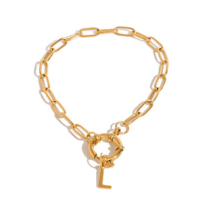 Fashion Chain Bracelet Gold Letter L Pendant O Link Design Unisex Jewelry Gift - Product Image 1