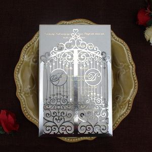 Bán Hot Độc Đáo Vàng Và Bạc Sang Trọng Trống Laser Cắt Thiệp Mời Đám Cưới - Product Image 6