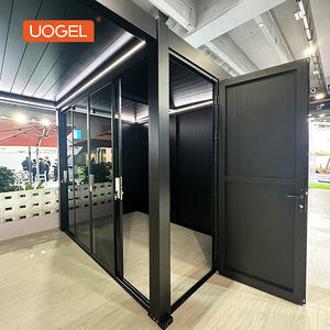 Abri en aluminium dans un jardin <span class=keywords><strong>bois</strong></span>é : Pavillon pare-soleil et imperméable pour des moments de détente paisibles en plein air C4 SHED - Product Image 3