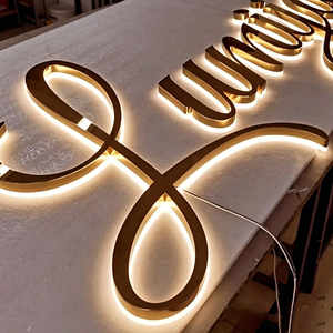 Letrero LED Acrílico Personalizado, Luz Blanca Cálida, Logotipo Iluminado para Tienda Minorista, Fácil Instalación, 3500K, Bronce Dorado - Product Image 2