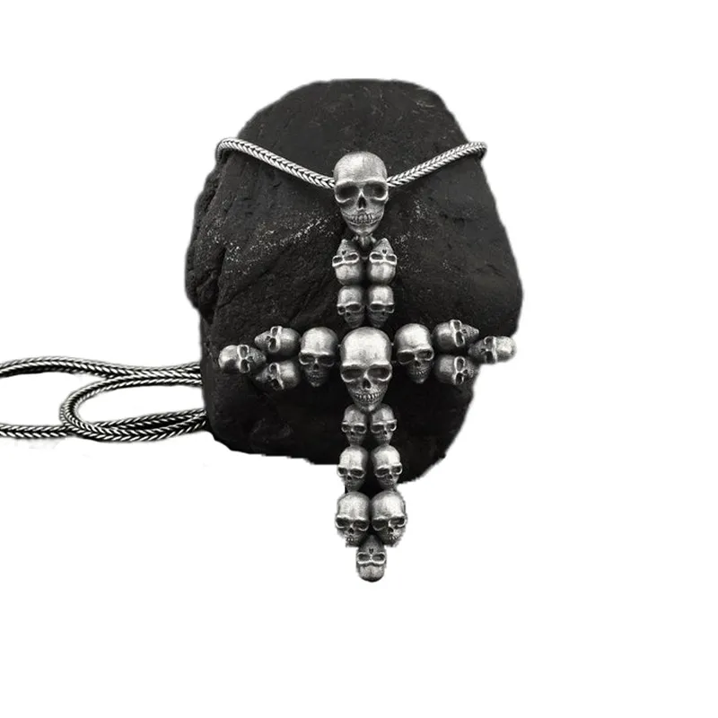 Skull Cross Pendant Gothic Jewelry European And American Men'S Punk Necklace Stainless Steel Punk Accessories Wholesale