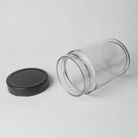 Pot de conservation en verre transparent de haute qualité, 500 ml, rond et droit, avec couvercle profond