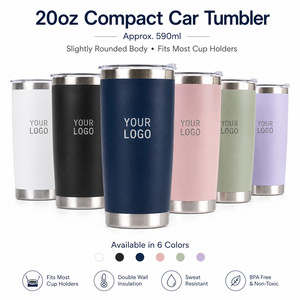 Custom Logo 20oz Compact Car Tumbler 304 Stainless Steel Vacuum Insulated Travel Mug With Straw For <b>Hot</b> and Cold <b>Drinks</b> Daily - Product Image 1