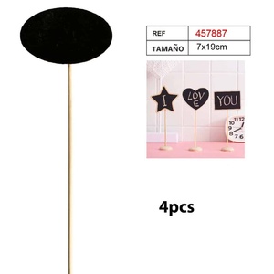 Mini tableau noir en forme de cœur 7x19cm 4 pièces décorations de fête - Product Image 2