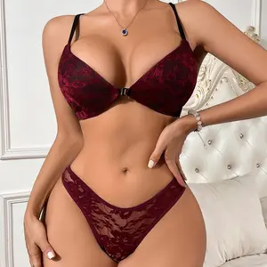 Ensemble de sous-vêtements en dentelle sexy populaire Europe et les États-Unis grand ensemble de soutien-gorge à boucle avant dos nu approvisionnement en gros