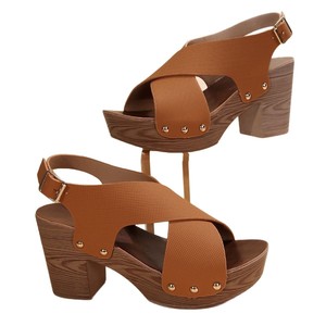 New Summer Platform Sandals For Women Crisscross Strap Thick High <b>Heel</b> Fashion Casual Ladies Large <b>Size</b> Footwear - Product Image 5