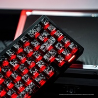 PCTECH Keycaps Translucides Effet Carbone Noir Givré, en Fibre de Carbone, Translucides, Gravure Latérale, Profil Original, PC